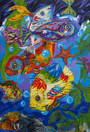 Fish geschilderd door Nelly Biessen