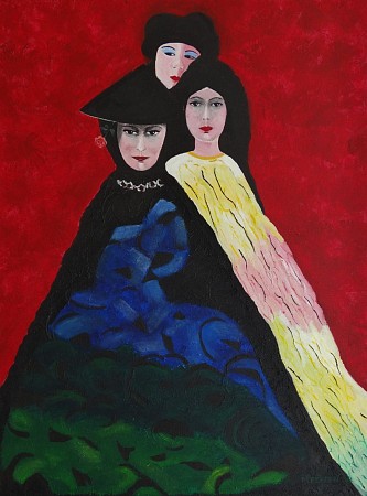 Drie dames geschilderd door Marianne Klaassen