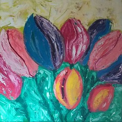 Abstracte tulpen geschilderd door 