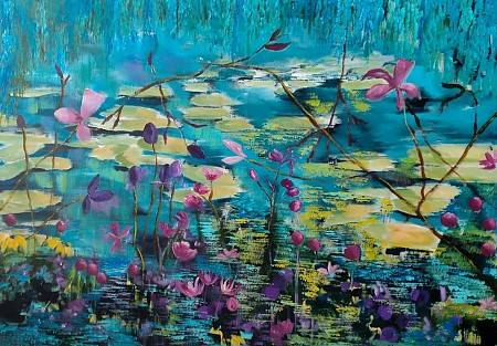 Waterlelies geschilderd door Loes Loe-sei Beks