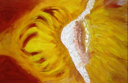 Zonnebloem geschilderd door Ineke Grafe