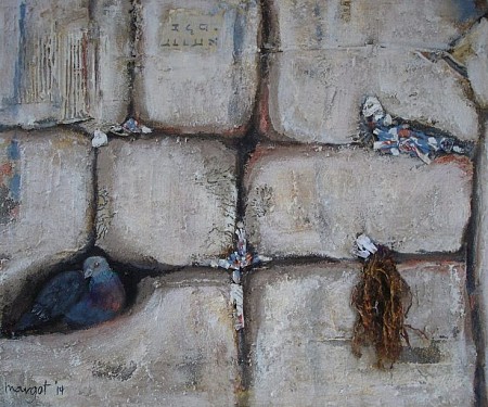Bidt voor de vrede van Jeruzalem geschilderd door Margot Braal