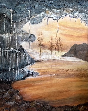 Canadese ijsgrot geschilderd door Hannie Hopster