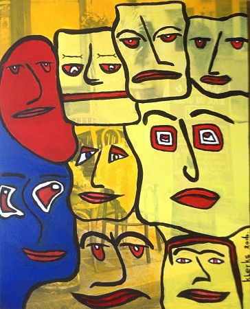 Yellow face geschilderd door Rene Klerks