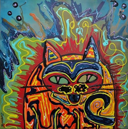 Energetic Cat geschilderd door Zippora Meijer