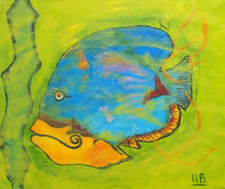 Fish geschilderd door Nelly Biessen