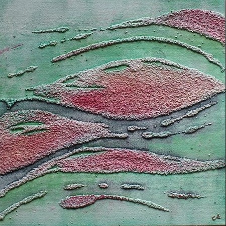 Coral Sedum geschilderd door Yulia Mulino