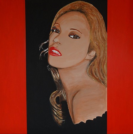Lady in red geschilderd door Marianne Klaassen