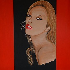 Lady in red geschilderd door 