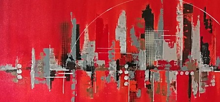 Cityscape geschilderd door Lian de Zwaan