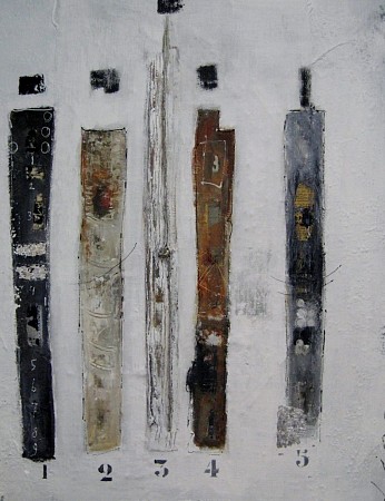 5 in a row geschilderd door Lian de Zwaan