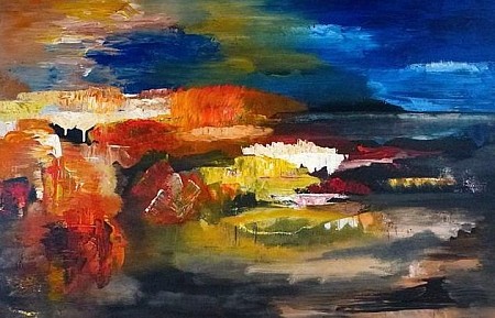 Landschap-abstract! geschilderd door Irene van Uxem