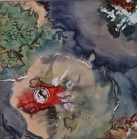Vulkaaneiland geschilderd door Irene van Uxem