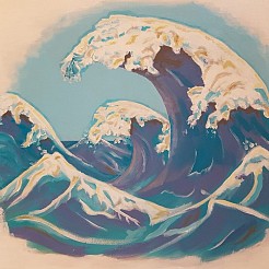 Umi Arashi (zeestorm) geschilderd door 