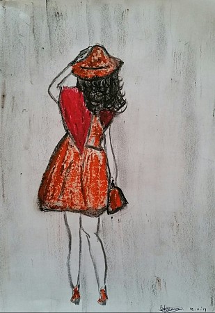 Dame shoppingday geschilderd door Saskia Huurman