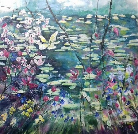 Tuinen van giverny geschilderd door Loes Loe-sei Beks