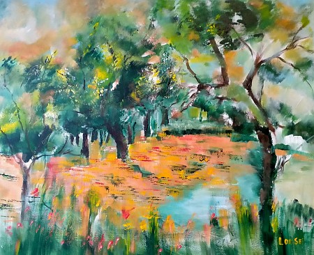 Olijfbomen geschilderd door Loes Loe-sei Beks