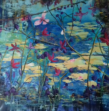 Moderne (waterlelies) geschilderd door Loes Loe-sei Beks