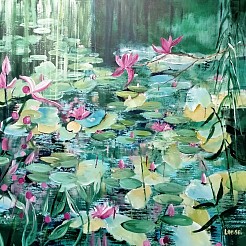 Waterlelies (geinspireerd door Monet) geschilderd door 