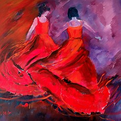 Rode dans geschilderd door 