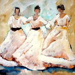 Dansende vrouwen geschilderd door 