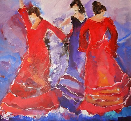 Spaanse dans geschilderd door Loes Loe-sei Beks