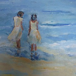 Kindjes aan zee geschilderd door 