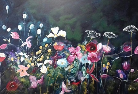 Wilde bloemen geschilderd door Loes Loe-sei Beks