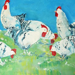 Kippen geschilderd door 