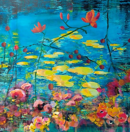 Monet in Giverny geschilderd door Loes Loe-sei Beks