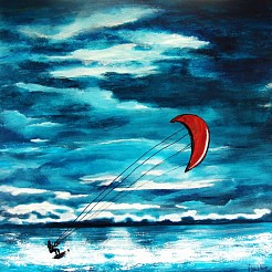 Kitesurfer in acion. Sale! geschilderd door 
