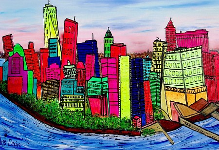 New YOrk, Manhattan geschilderd door AnsDuinArt.nl