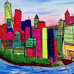 New YOrk, Manhattan geschilderd door 