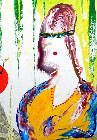 Meisje met de kers geschilderd door Kuhlmann Kunst