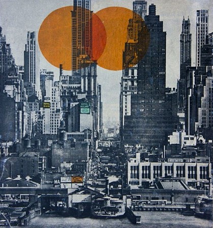 New york skyline 1948 geschilderd door Db Waterman