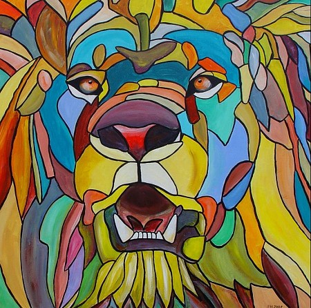 Leeuw geschilderd door Frits Hoitsema KUNSTSCHILDER