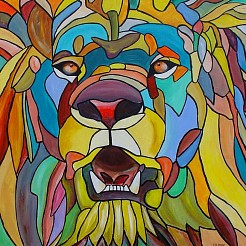 Leeuw geschilderd door 