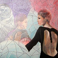 Vrouw en de dood in een spiegel geschilderd door 