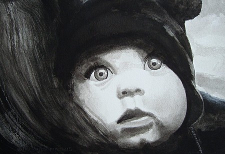 Baby op schouder geschilderd door Frits Hoitsema KUNSTSCHILDER