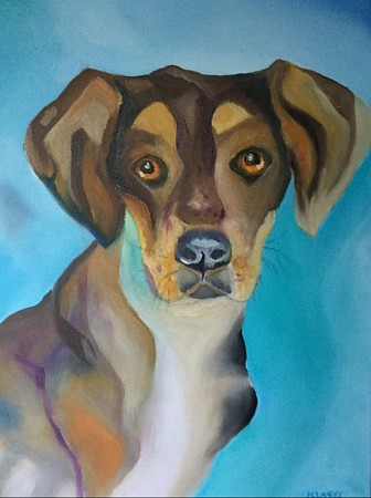 De trouwe hond geschilderd door Andre Claeys