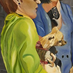 Dames met hondje geschilderd door 