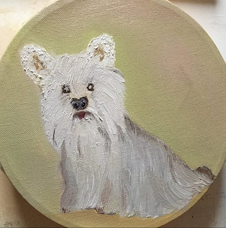 Lovely dog geschilderd door Andre Claeys