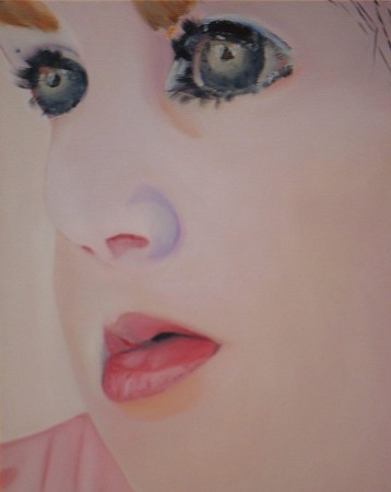 Denkend kijkend meisje geschilderd door Andre Claeys