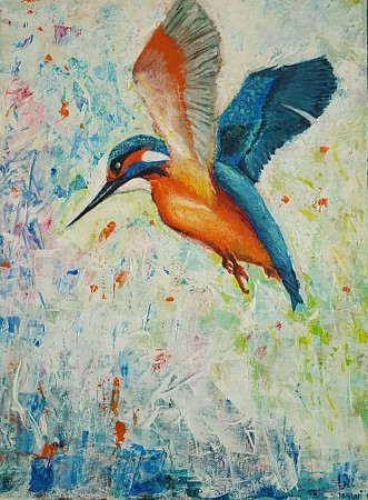 Ijsvogel geschilderd door Lies Heg