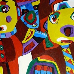 Le deux clowns banquirs geschilderd door 