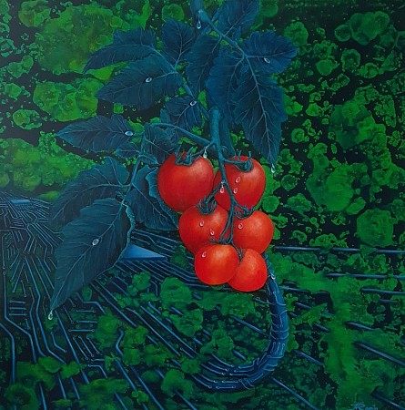 Digitaalleven geschilderd door Nina Romijn kunstenaar schilderijen