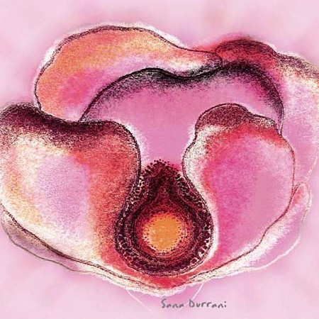 Popping Flower geschilderd door Sana Durrani