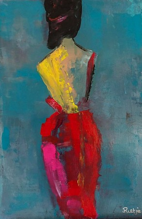 Lady in Red geschilderd door RietjeArt