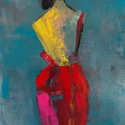 Lady in Red geschilderd door 