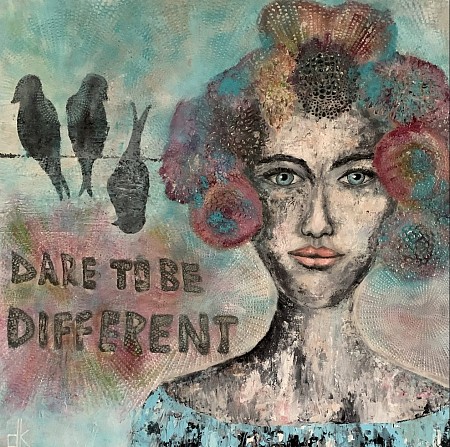 Dare to be different geschilderd door Dorien Kouwert